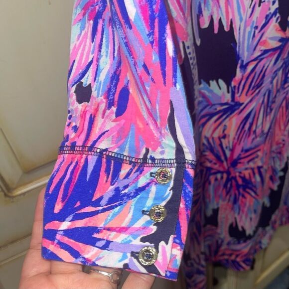 Lilly Pulitzer Sophie UPF 50+ Dress Bright Navy Palms Up - Size XS - Picture 8 of 10